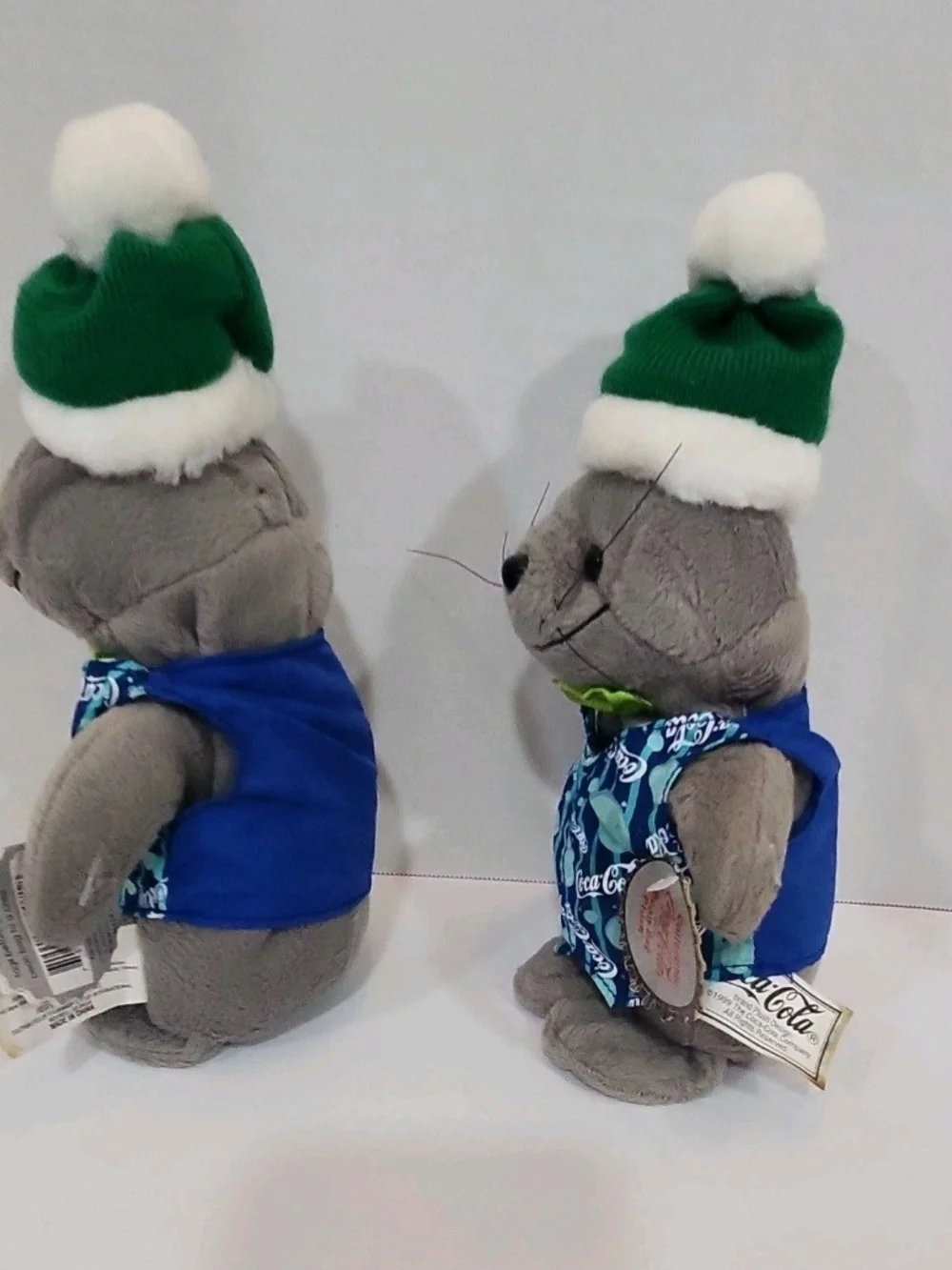 Coca Cola Gray Plush Seal Collectible, Lot Of 2